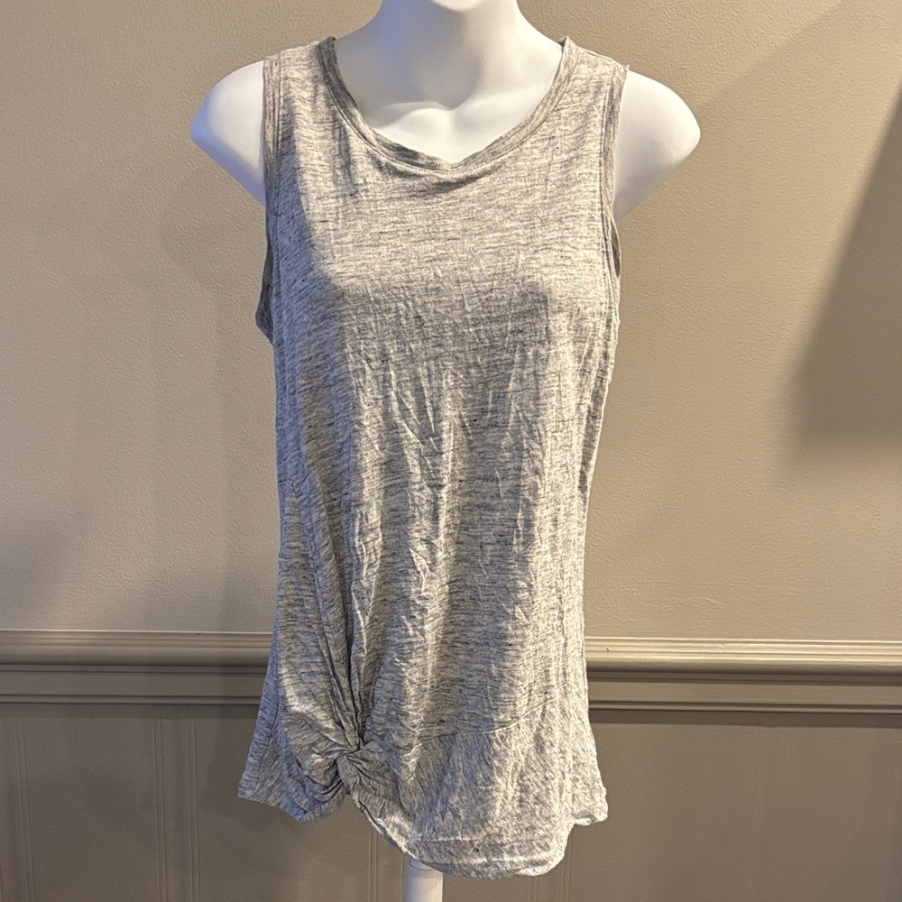 Athleta Women’s Gray Zephry Linen Tank Top Twisted Knot Front‎ size Small